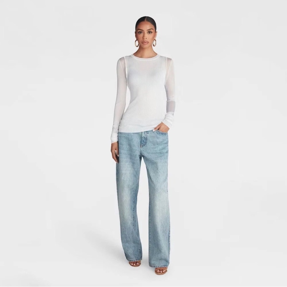 KBB by KAHLANA Women's Long Sleeve 'The Layered Sheer Top- White